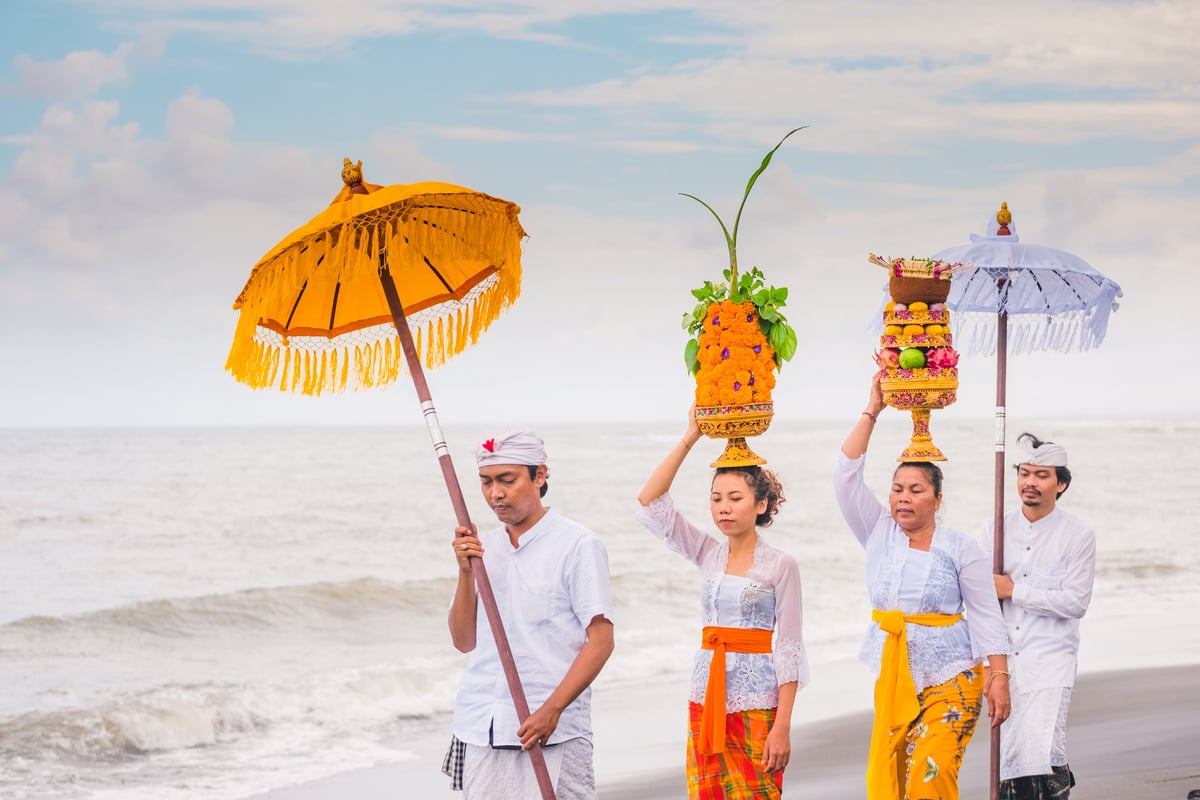 People Performing Nyepi Ceremony at the Beach